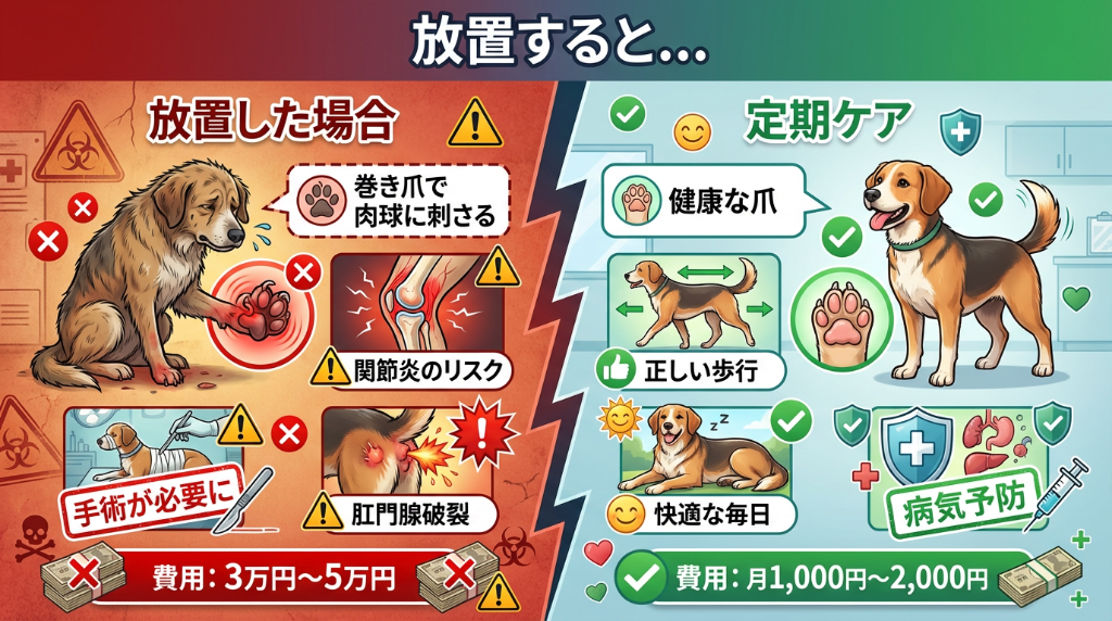 放置と定期ケアの比較